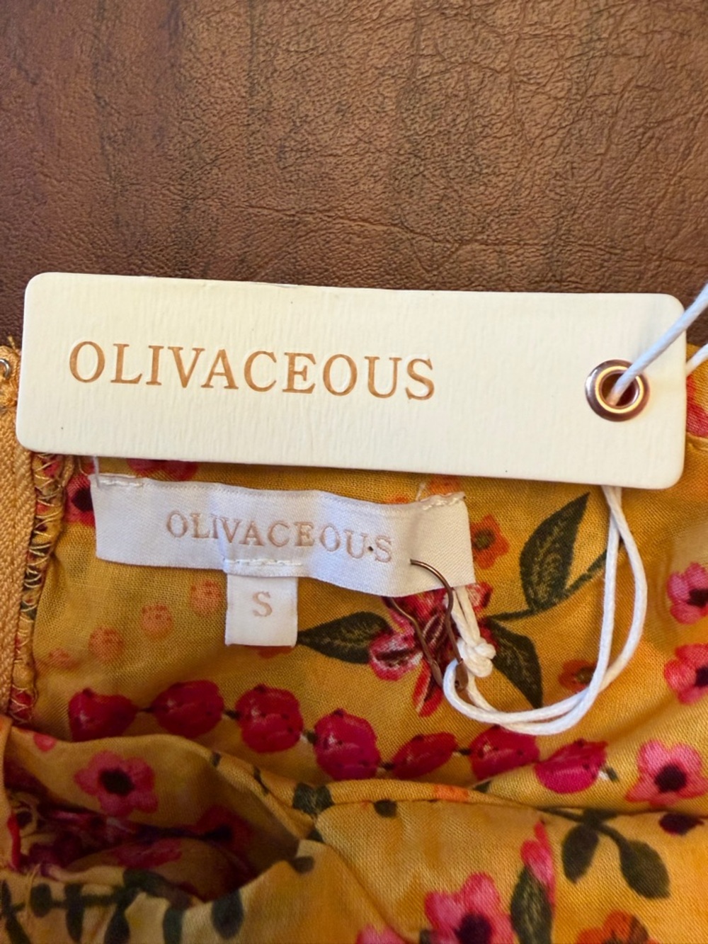 Olivaceous Yellow Floral Strapless Romper with Pink and Green Accents - Picture 3 of 7